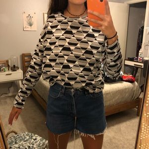 Geometric Cropped Sweater